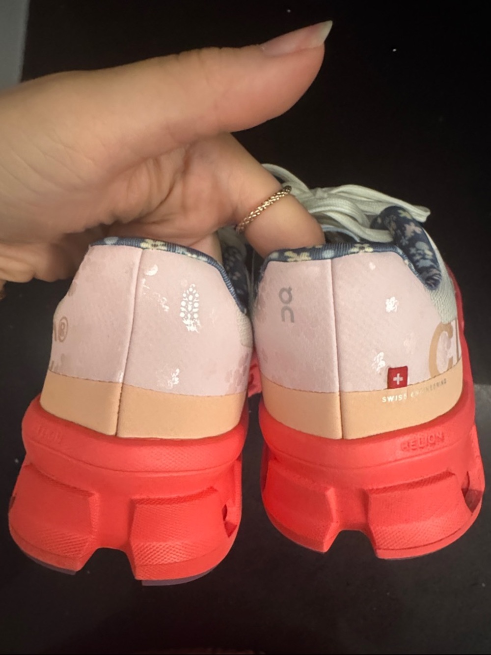 On Cloudmonster Running Shoes in Beige/pink and Coral FREE PEOPLE EXCLUSIVE - Picture 6 of 7